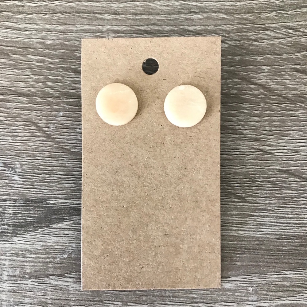 Cream Polymer Clay Stud Earrings
